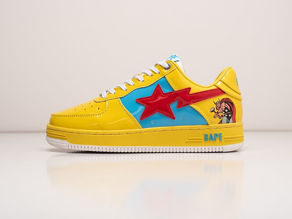 Bape x Marvel x Bapesta Low Thor желтые кожа мужские (AR27977) - фото 1 Bape x Marvel x Bapesta Low Thor желтые кожа мужские (AR27977) - фото 1