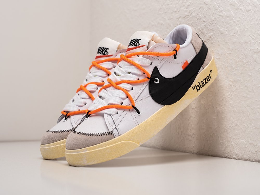 Nike x OFF White x Blazer Low 77 Jumbo белые кожа мужские (AR28385) - фото 2 Nike x OFF White x Blazer Low 77 Jumbo белые кожа мужские (AR28385) - фото 2