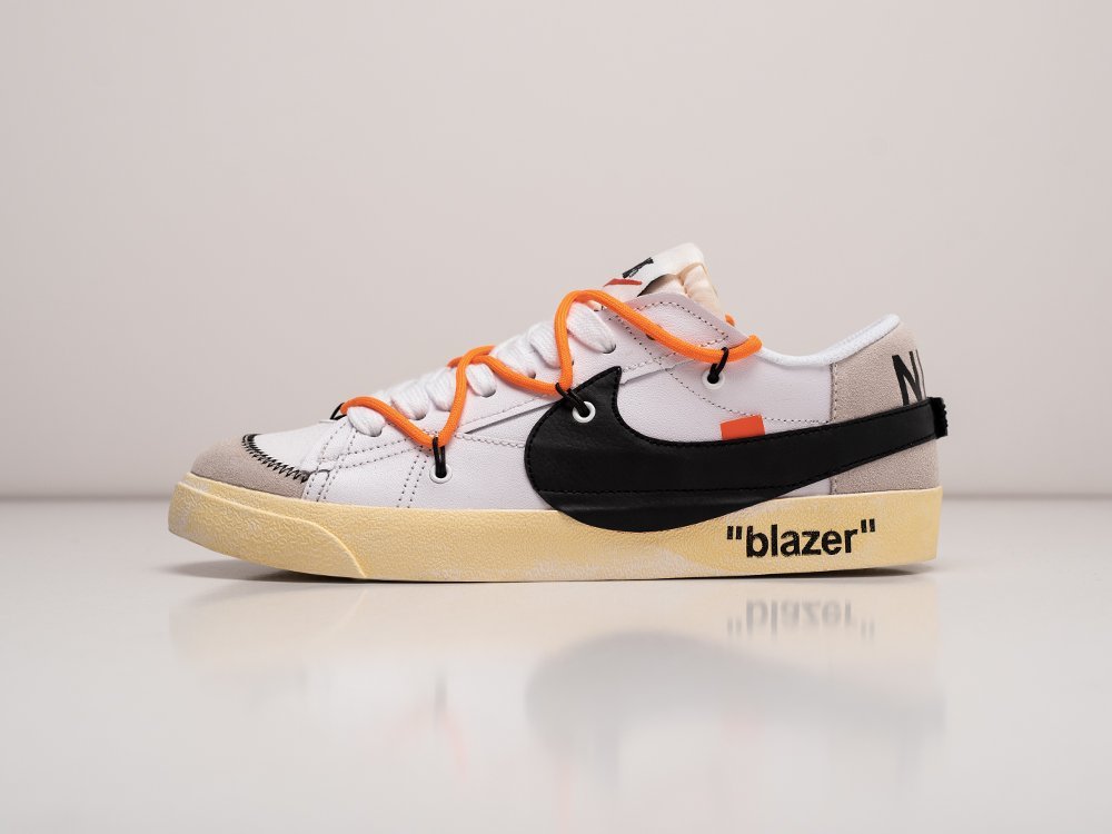 Nike x OFF White x Blazer Low 77 Jumbo белые кожа мужские (AR28385) - фото 1 Nike x OFF White x Blazer Low 77 Jumbo белые кожа мужские (AR28385) - фото 1