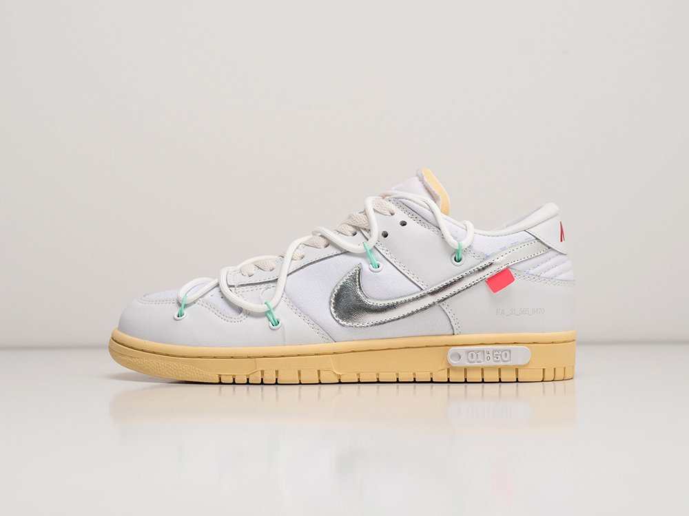 Nike SB Dunk Low x OFF-White Lot 01 Of 50 белые кожа мужские (AR28396) - фото 1 Nike SB Dunk Low x OFF-White Lot 01 Of 50 белые кожа мужские (AR28396) - фото 1