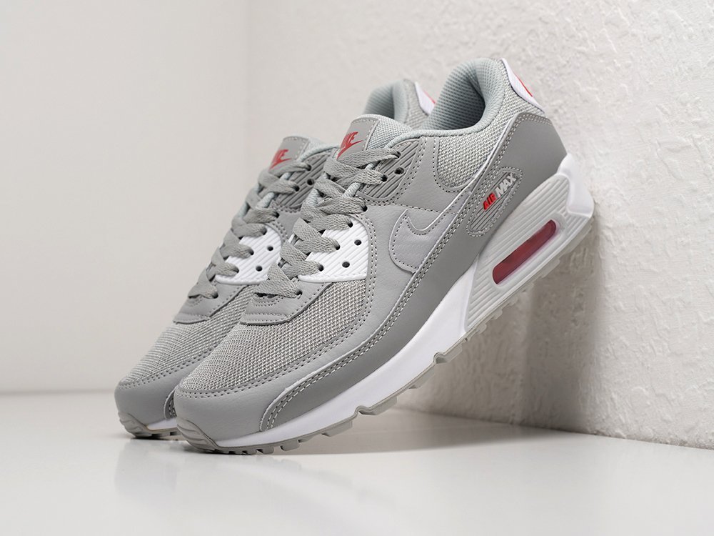 Nike Air Max 90 Light Smoke Grey Red серые кожа мужские (AR28565) - фото 2