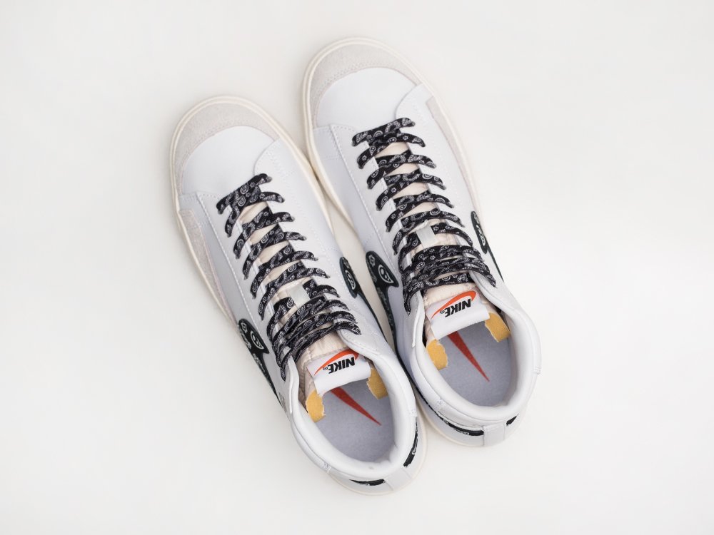 Nike Blazer Mid 77 Paisley Swoosh - Black белые кожа мужские (AR28589) - фото 3 Nike Blazer Mid 77 Paisley Swoosh - Black белые кожа мужские (AR28589) - фото 3