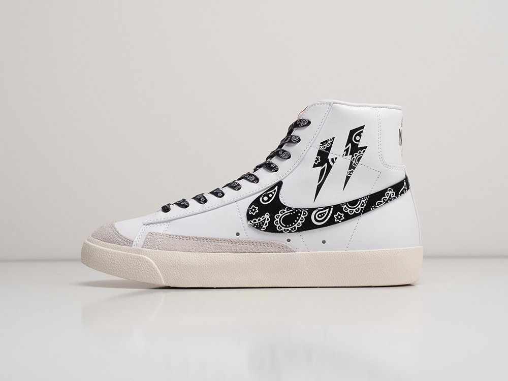 Nike Blazer Mid 77 Paisley Swoosh - Black белые кожа мужские (AR28589) - фото 1 Nike Blazer Mid 77 Paisley Swoosh - Black белые кожа мужские (AR28589) - фото 1