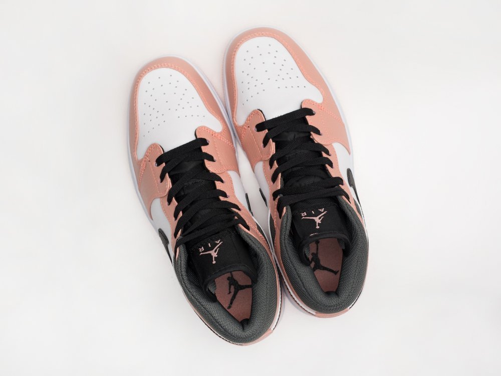 Nike Air Jordan 1 Mid GS Pink Quartz WMNS розовые кожа женские (AR28695) - фото 3