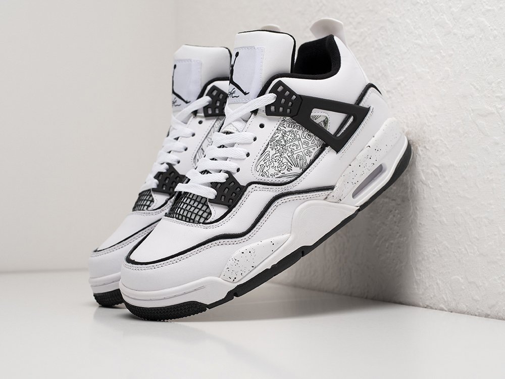 Nike Air Jordan 4 Retro DIY белые кожа мужские (AR28759) - фото 2 Nike Air Jordan 4 Retro DIY белые кожа мужские (AR28759) - фото 2