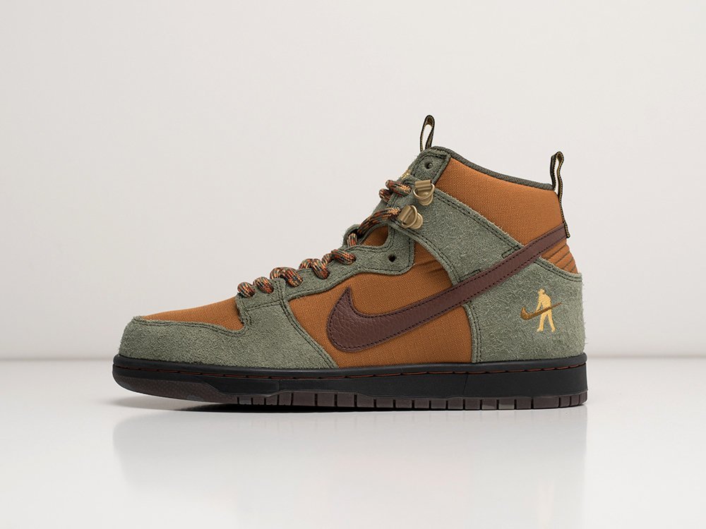 Nike x PASSPORT x SB Dunk High Workboot зеленые замша мужские (AR28775) - фото 1