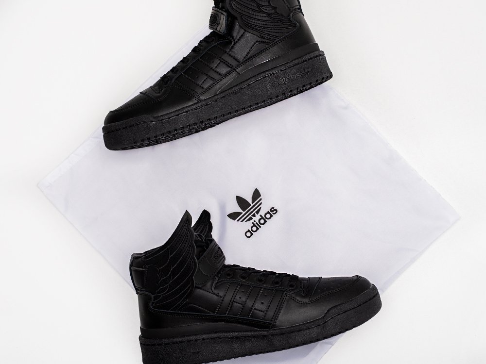 Adidas x Jeremy Scott x Forum Wings 4.0 Triple Black черные кожа мужские (AR28912) - фото 4