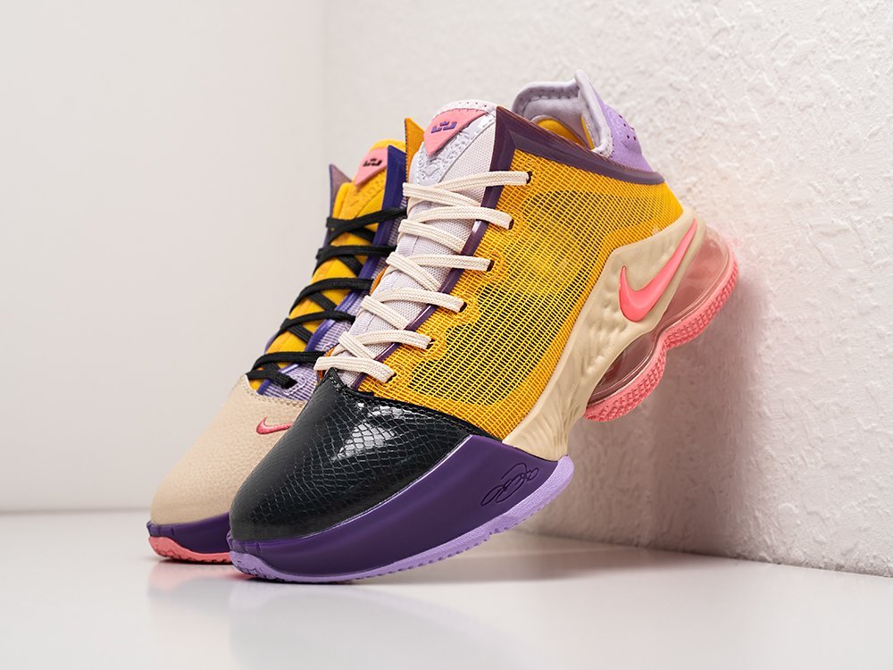 Nike Lebron XIX Low Mismatch Lakers разноцветные текстиль мужские (AR28945) - фото 2
