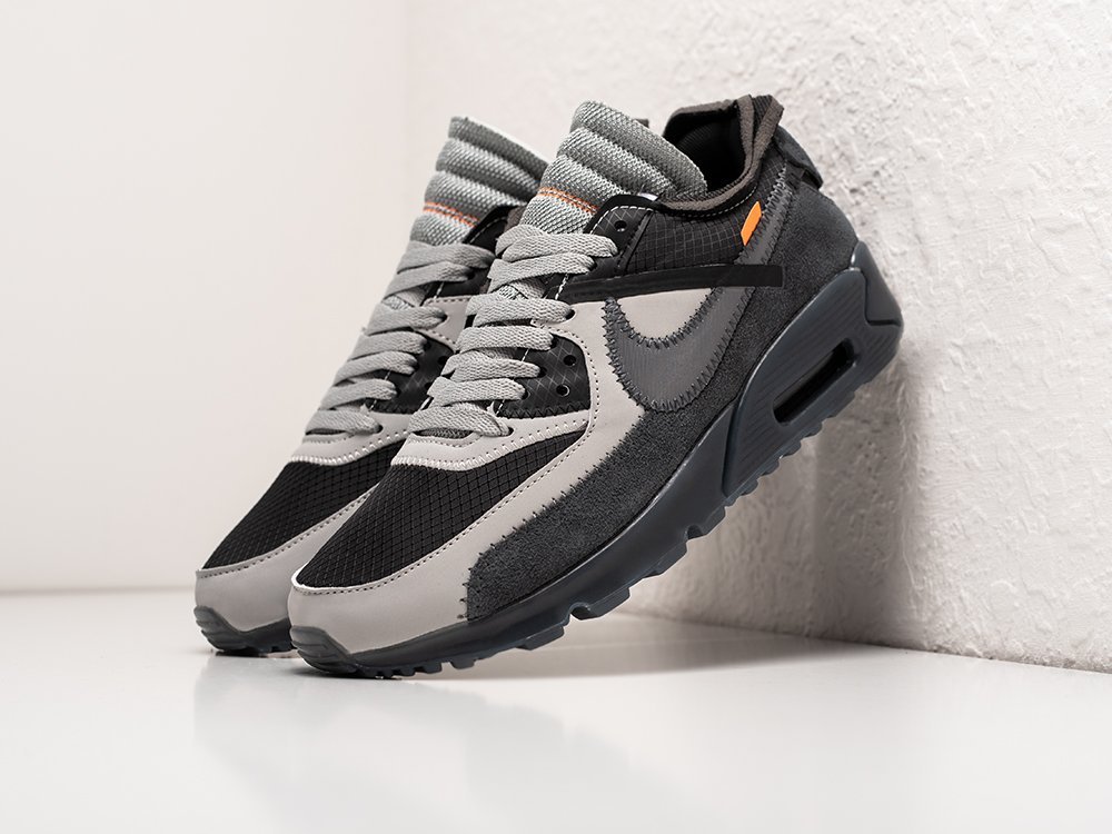 Nike Air Max 90 x Off-White серые замша мужские (AR29003) - фото 2