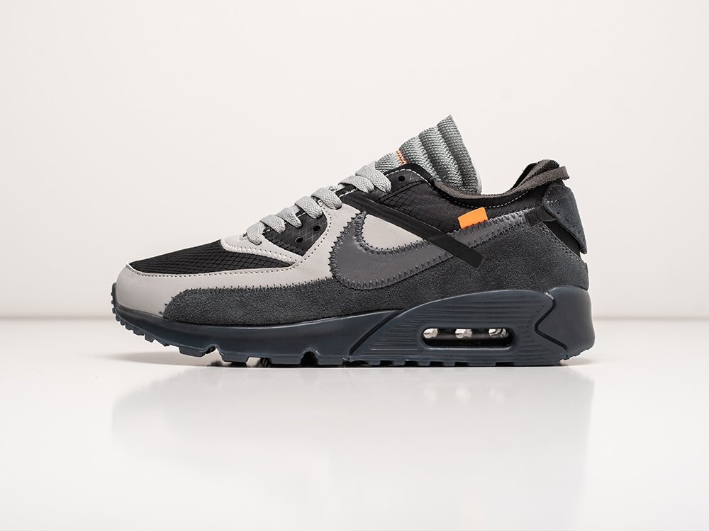 Nike Air Max 90 x Off-White серые замша мужские (AR29003) - фото 1 Nike Air Max 90 x Off-White серые замша мужские (AR29003) - фото 1
