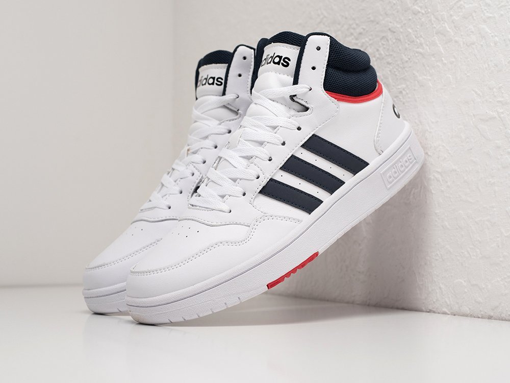 Adidas Hoops 3.0 Mid White Vivid Red белые кожа мужские (AR29018) - фото 2