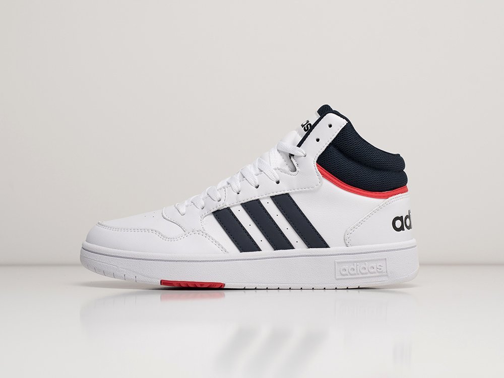 Adidas Hoops 3.0 Mid White Vivid Red белые кожа мужские (AR29018) - фото 1 Adidas Hoops 3.0 Mid White Vivid Red белые кожа мужские (AR29018) - фото 1