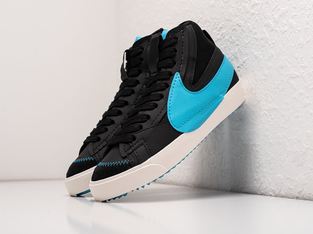 Nike Blazer Mid 77 Jumbo Black Baltic Blue черные кожа мужские (AR29083) - фото 2