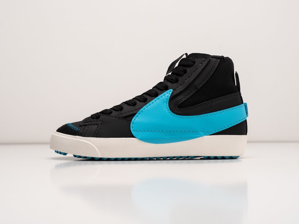 Nike Blazer Mid 77 Jumbo Black Baltic Blue черные кожа мужские (AR29083) - фото 1 Nike Blazer Mid 77 Jumbo Black Baltic Blue черные кожа мужские (AR29083) - фото 1