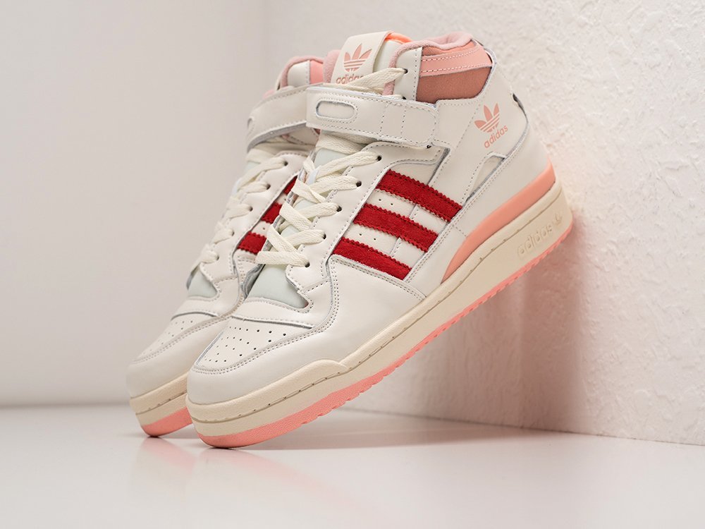 Adidas Forum 84 High Off White Glow Pink белые кожа мужские (AR29303) - фото 2 Adidas Forum 84 High Off White Glow Pink белые кожа мужские (AR29303) - фото 2