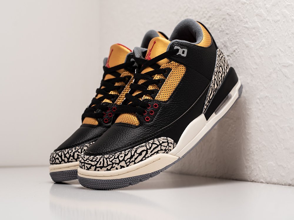 Nike Air Jordan 3 Black Gold черные кожа мужские (AR29310) - фото 2