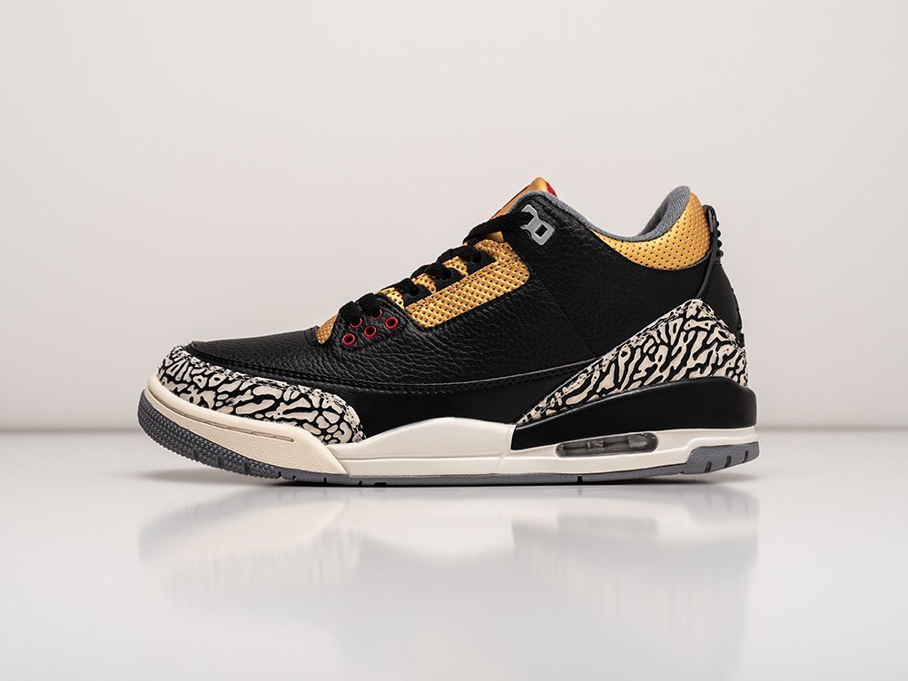 Nike Air Jordan 3 Black Gold черные кожа мужские (AR29310) - фото 1