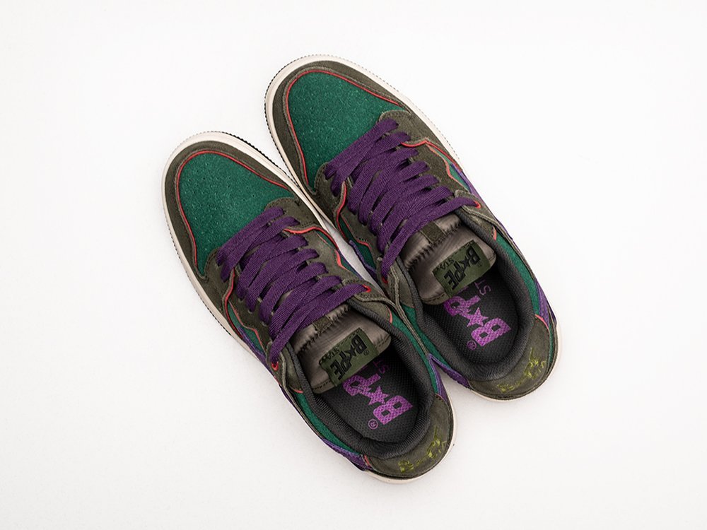 Bape Sk8 Sta Low Green Dark Purple зеленые замша мужские (AR29365) - фото 3