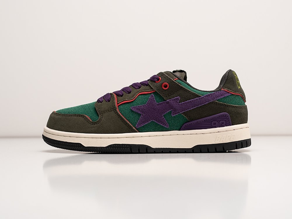 Bape Sk8 Sta Low Green Dark Purple зеленые замша мужские (AR29365) - фото 1