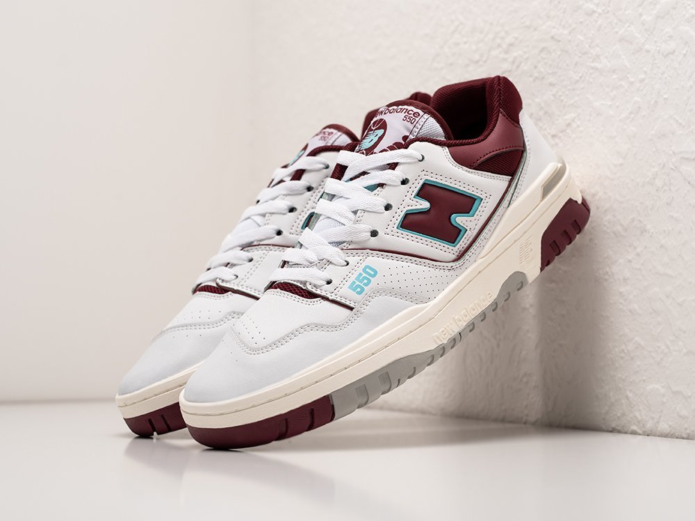 New Balance 550 Burgundy Turquoise белые кожа мужские (AR29485) - фото 2 New Balance 550 Burgundy Turquoise белые кожа мужские (AR29485) - фото 2