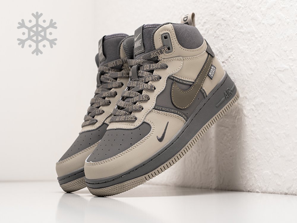 Nike Air Force 1 Winter серые кожа мужские (AR30148) - фото 2