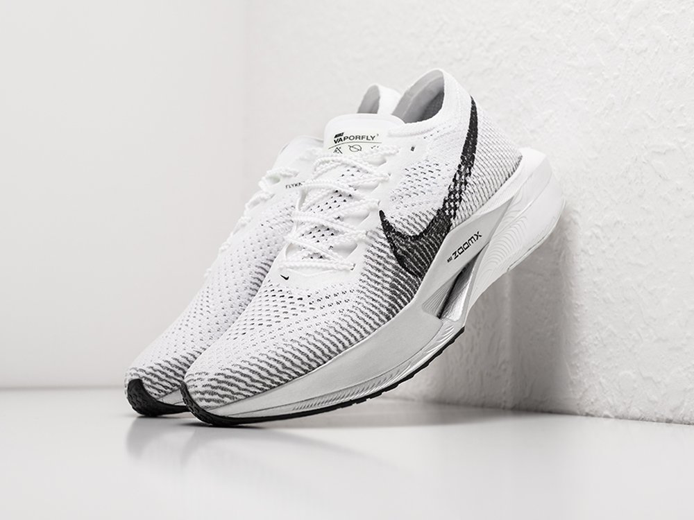 Nike ZoomX Vaporfly NEXT% 3 White Particle Grey белые текстиль мужские (AR30223) - фото 2