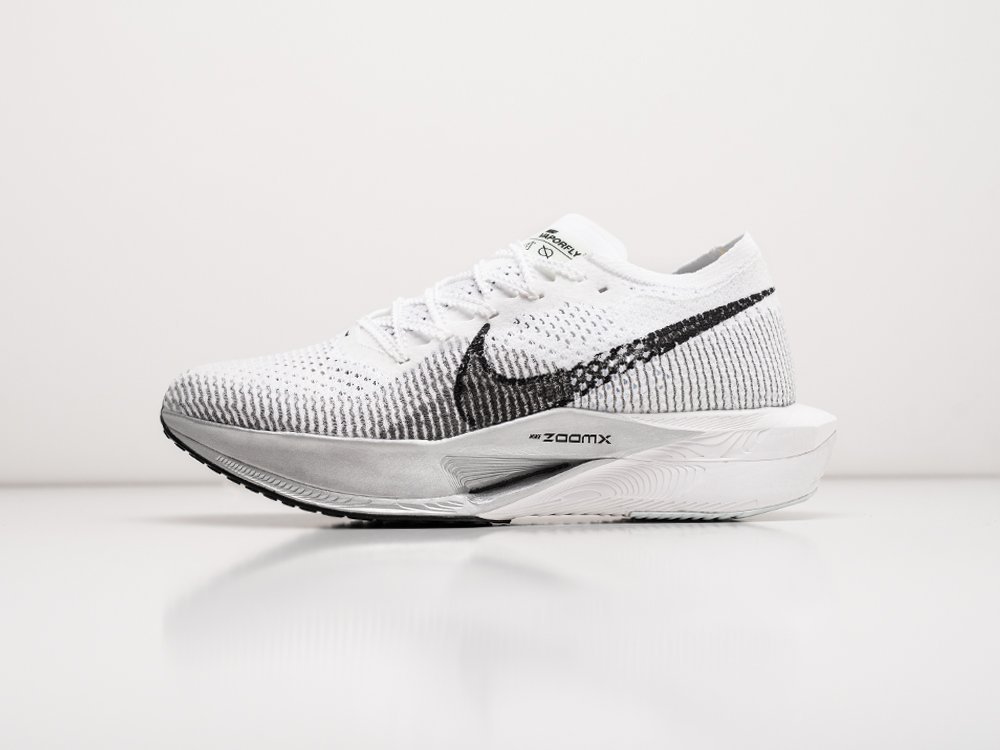 Nike ZoomX Vaporfly NEXT% 3 White Particle Grey белые текстиль мужские (AR30223) - фото 1
