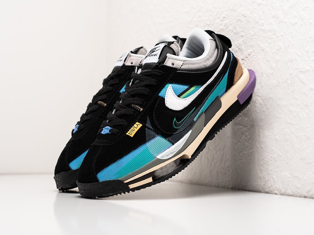 Nike x Union LA x Sacai x Cortez 4.0 черные замша мужские (AR30280) - фото 2