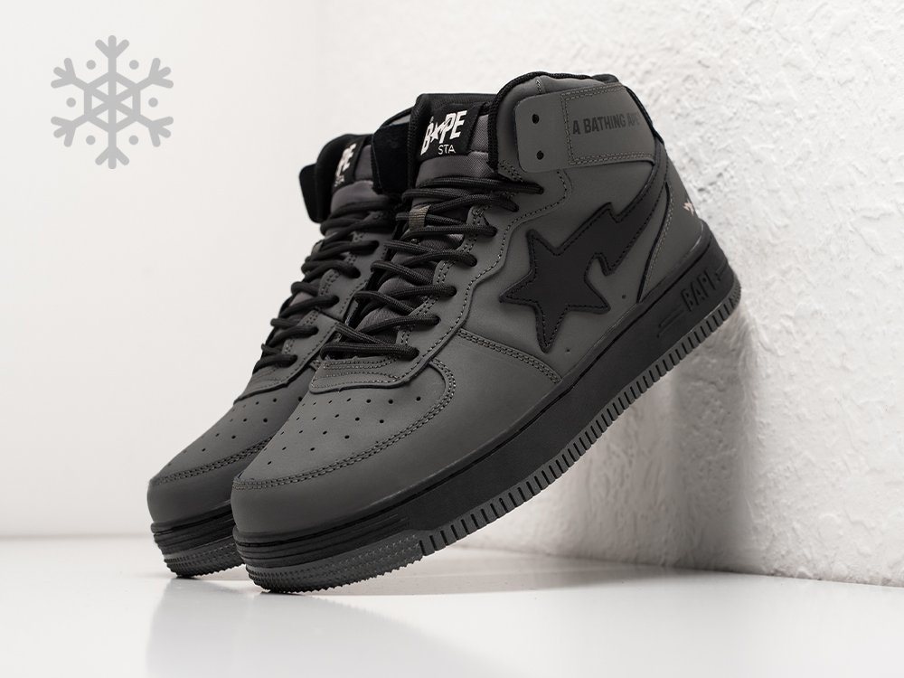 Bape Sta Force 1 High Winter серые кожа мужские (AR30574) - фото 2 Bape Sta Force 1 High Winter серые кожа мужские (AR30574) - фото 2