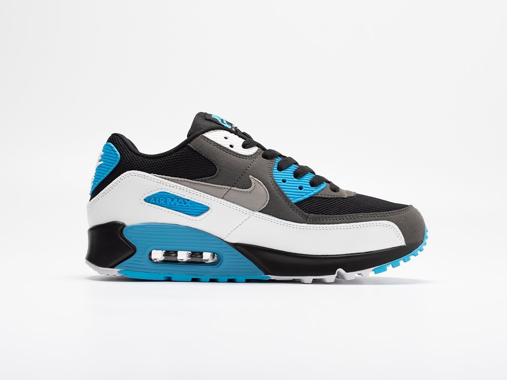 Nike Air Max 90 Black Blue серые кожа мужские (AR30940) - фото 3