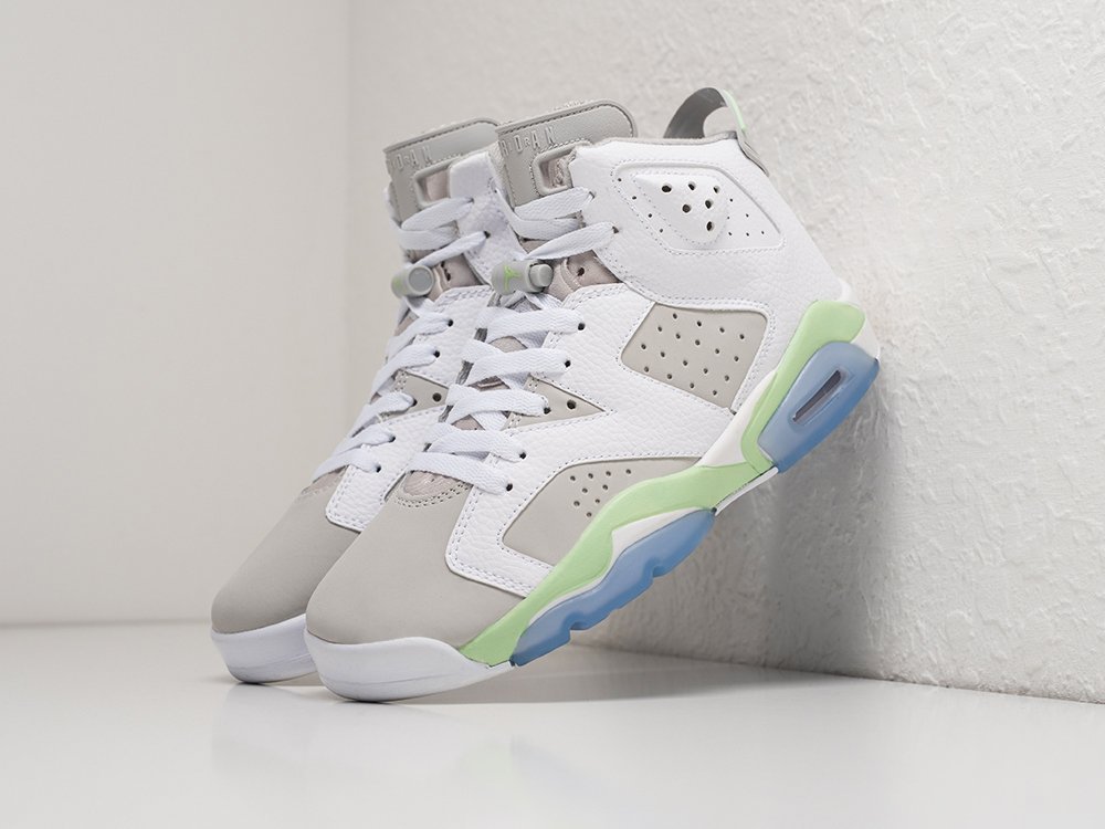 Nike Air Jordan 6 Retro Mint Foam WMNS серые кожа женские (AR31007) - фото 2 Nike Air Jordan 6 Retro Mint Foam WMNS серые кожа женские (AR31007) - фото 2