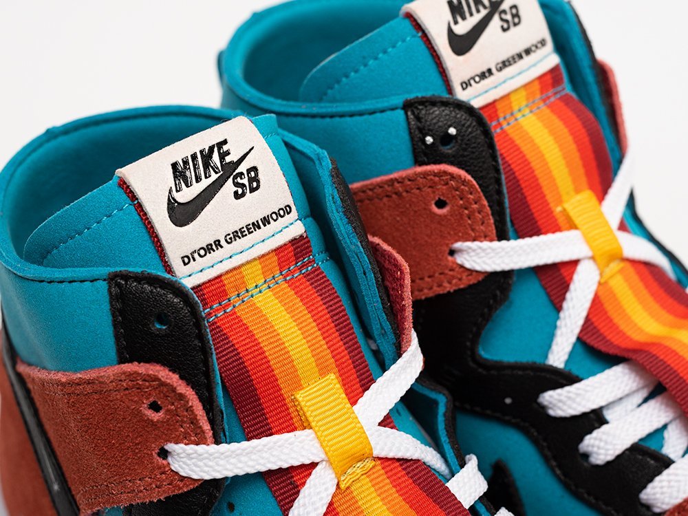 Nike Di’orr Greenwood x SB Dunk High разноцветные кожа мужские (AR31127) - фото 7