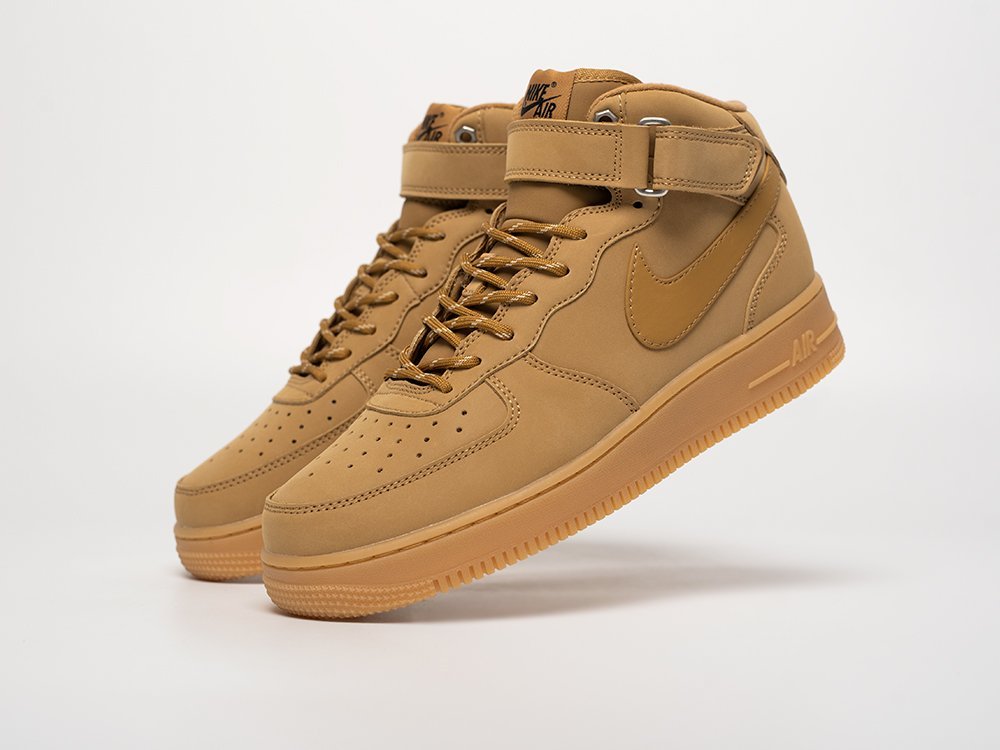 Nike Air Force 1 Mid 07 Flax бежевые кожа мужские (AR31649) - фото 2