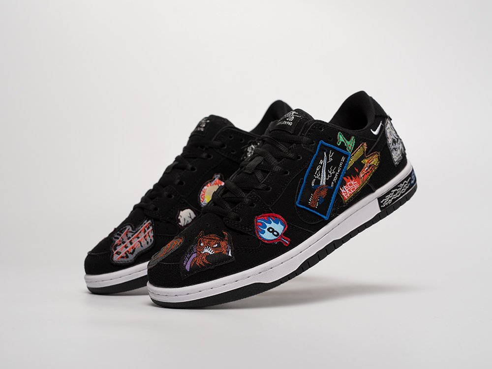 Nike Neckface x SB Dunk Low Pro QS Black черные замша мужские (AR31653) - фото 2