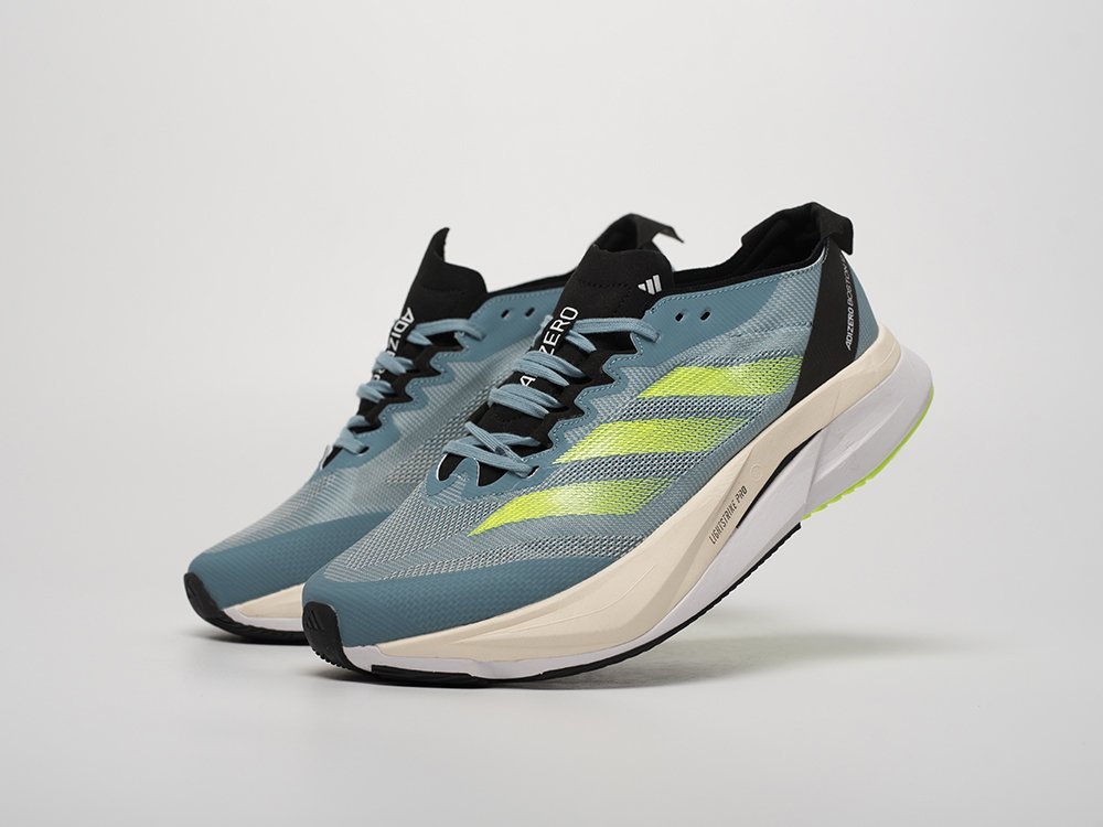 Adidas Adizero Boston 12 Wonder Blue Lucid Lemon голубые текстиль мужские (AR31800) - фото 2