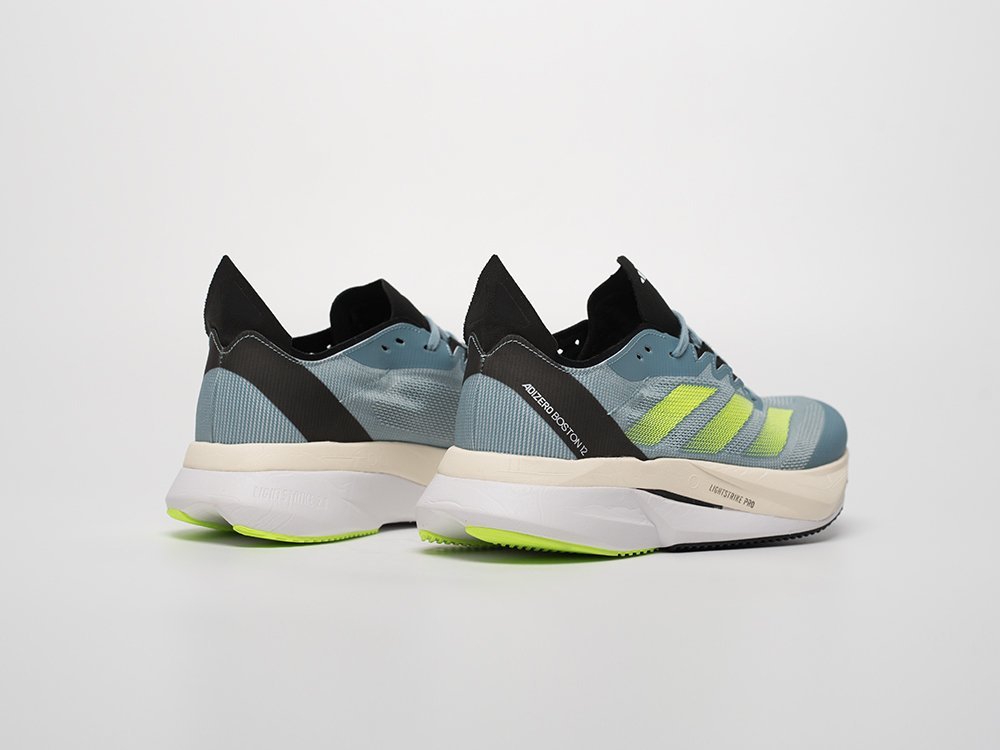 Adidas Adizero Boston 12 Wonder Blue Lucid Lemon голубые текстиль мужские (AR31800) - фото 4