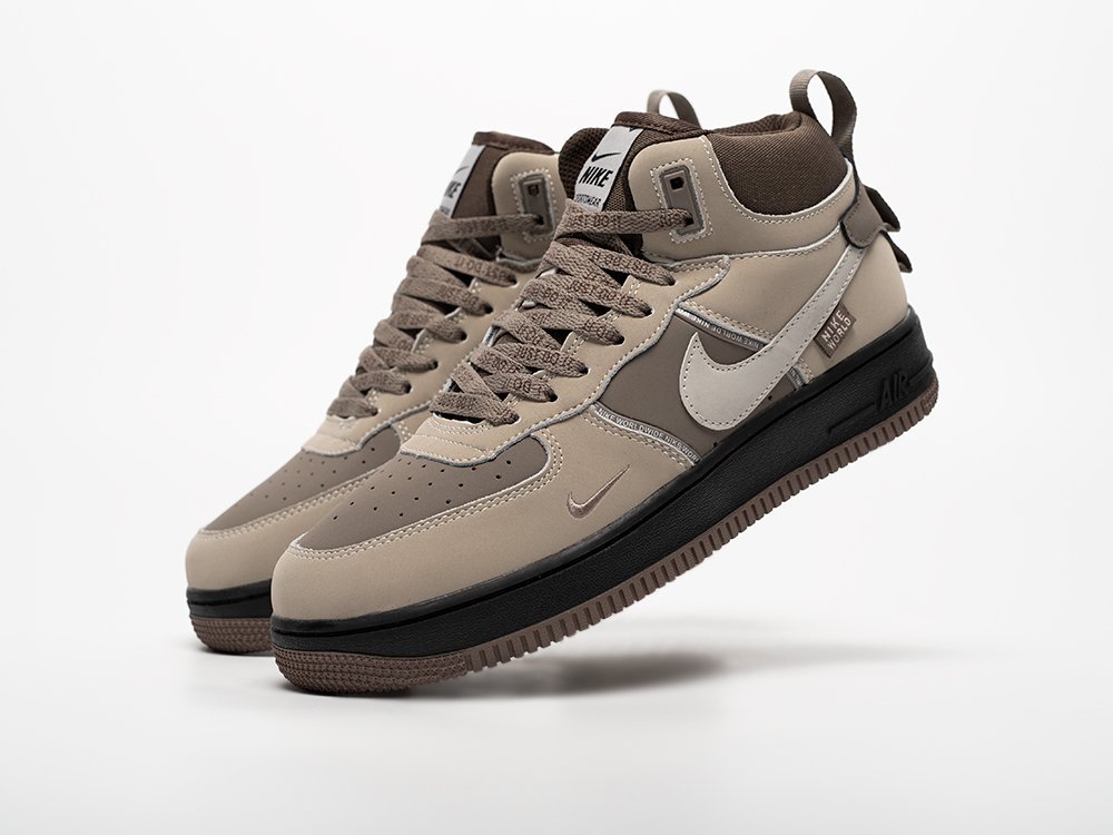 Nike Air Force 1 Mid бежевые кожа мужские (AR33246) - фото 2 Nike Air Force 1 Mid бежевые кожа мужские (AR33246) - фото 2