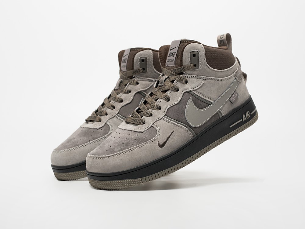 Nike Air Force 1 Mid серые замша мужские (AR33278) - фото 2 Nike Air Force 1 Mid серые замша мужские (AR33278) - фото 2