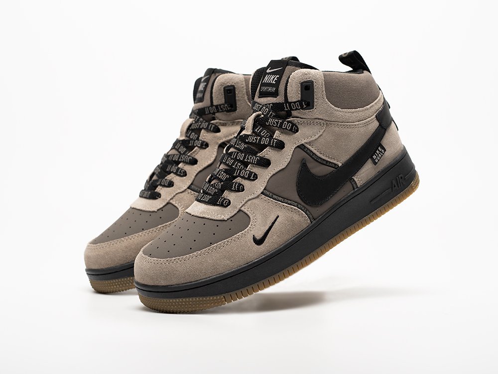 Nike Air Force 1 Mid бежевые замша мужские (AR33279) - фото 2 Nike Air Force 1 Mid бежевые замша мужские (AR33279) - фото 2