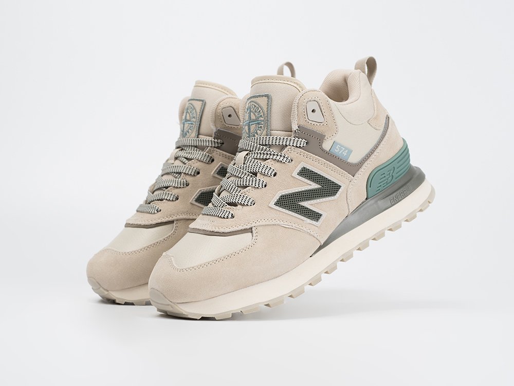 New Balance Stone Island x 574 Mid WMNS бежевые замша женские (AR33373) - фото 2