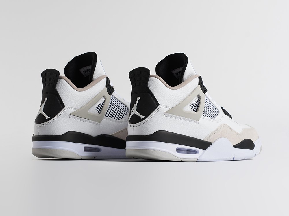 Nike Air Jordan 4 Retro Military Black белые кожа мужские (AR34810) - фото 3