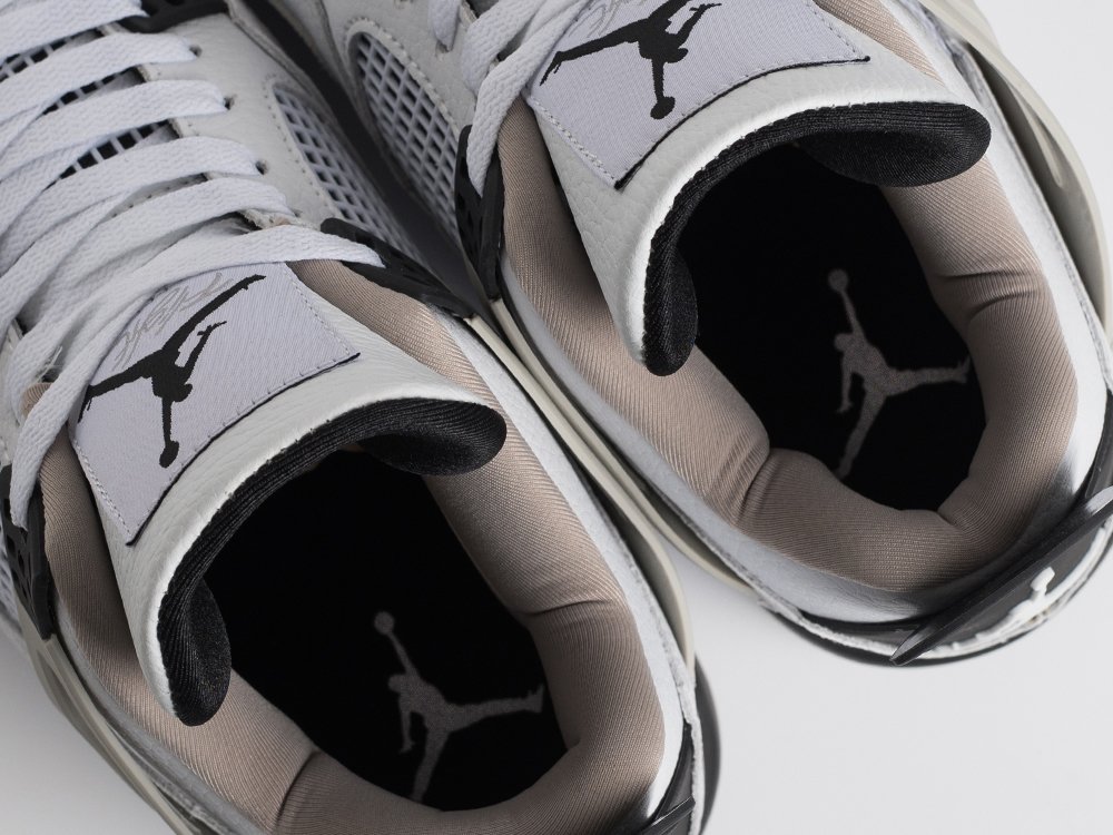 Nike Air Jordan 4 Retro Military Black белые кожа мужские (AR34810) - фото 5