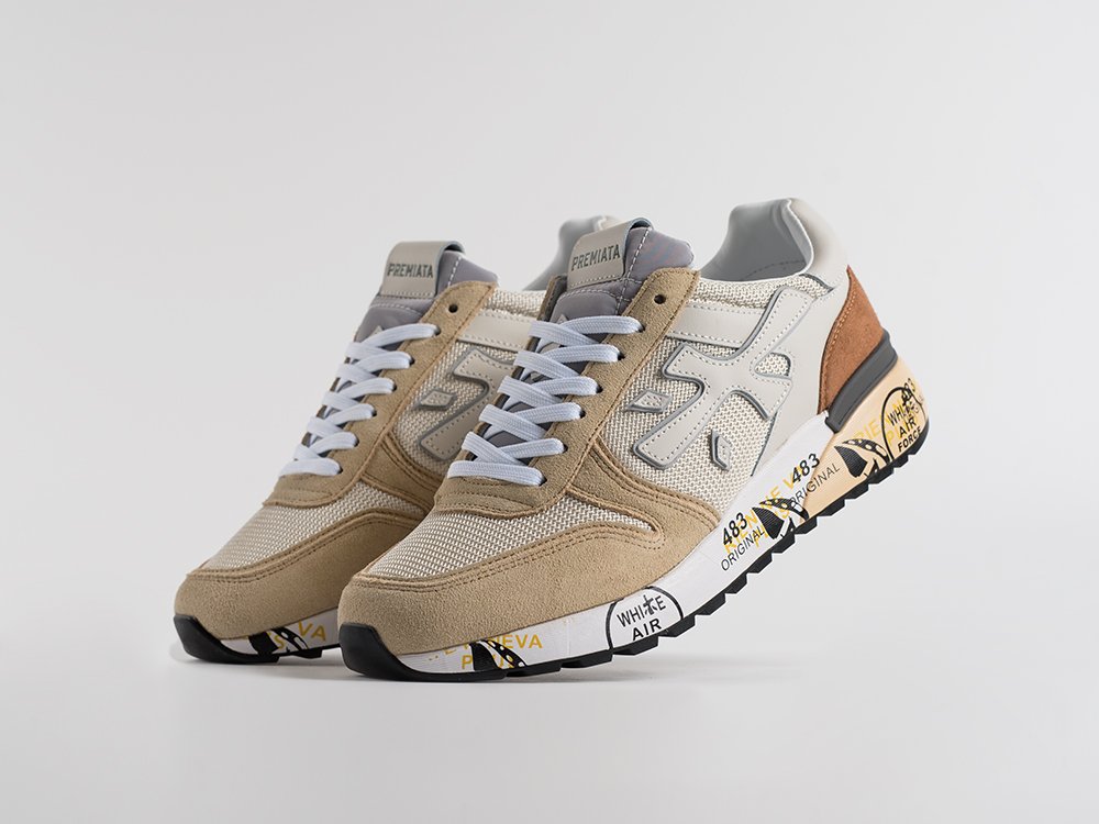 Premiata Mick бежевые текстиль мужские (AR34859) - фото 2