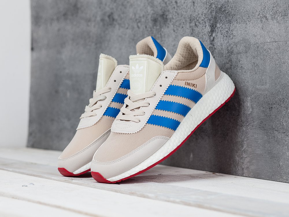 Кроссовки мужские Adidas Iniki Runner Boost (Off White / Blue / CoreRed)