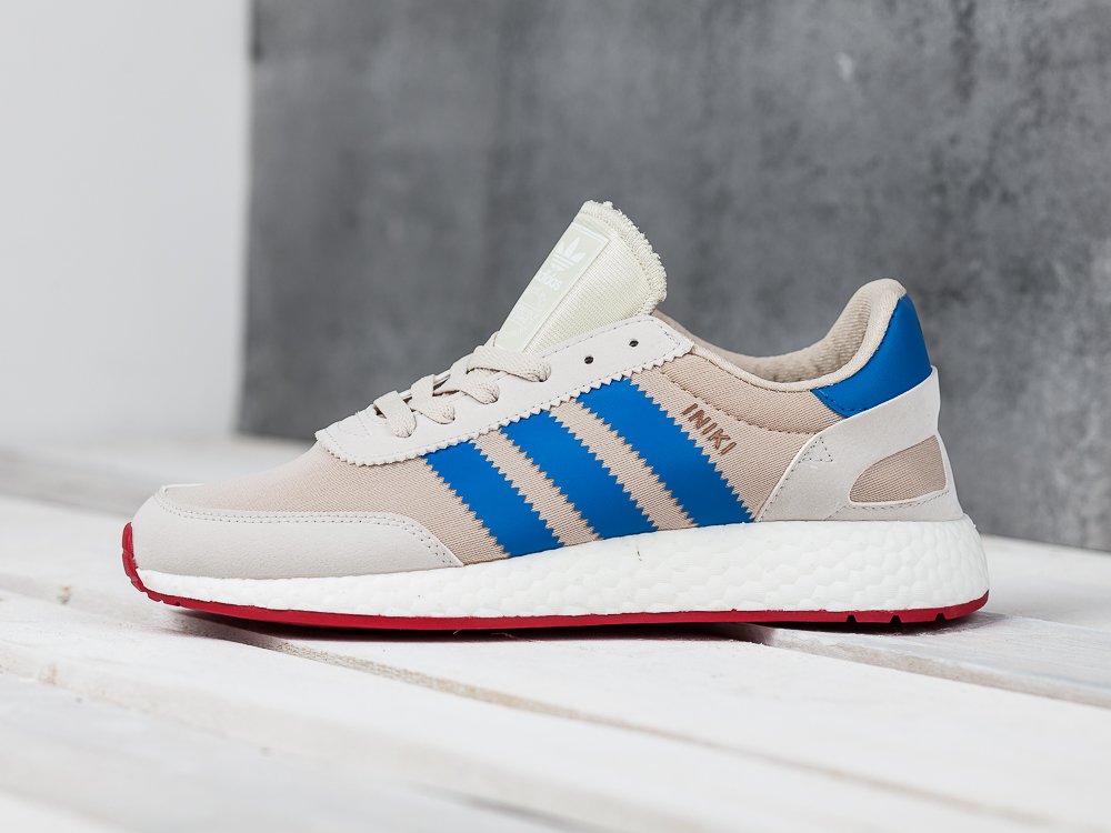 Кроссовки мужские Adidas Iniki Runner Boost (Off White / Blue / CoreRed)