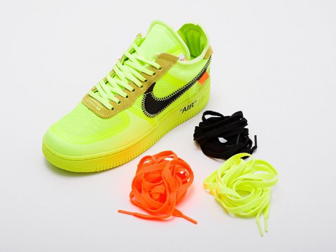 Мужские кроссовки Nike x OFF-White Air Force 1 Low Volt зеленые