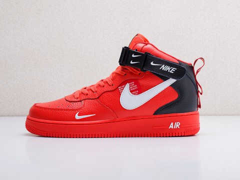 Мужские кроссовки Nike Air Force 1 07 Mid LV8 Red / Black / White Winterized (40-45 размер)