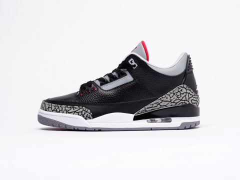 Мужские кроссовки Nike Air Jordan 3 Black Cement 2018 Black / Fire Red / Cement Grey / White (40-45 размер)