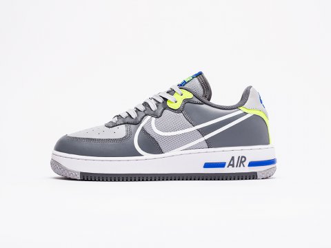 Мужские кроссовки Nike Air Force 1 React Dark Grey / Smoke Grey / White / Blue (40-45 размер)