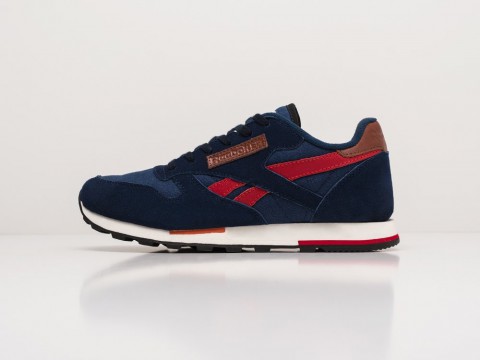Мужские кроссовки Reebok Classic Leather Suede Navy / Red / Brown / White - фото